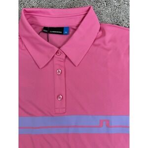 J Lindeberg Women's Golf Top, Orla TX Jersey With Purple Stripe, Size Med.